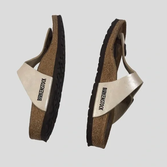 Birkenstock Sandals: Gizeh Birko-Flor Pearl White 38 L7 - Picture 8 of 10